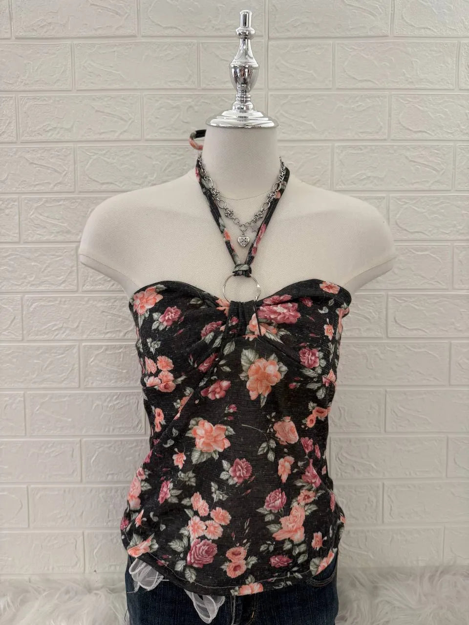 Floral Print Reworked Halter Top 1