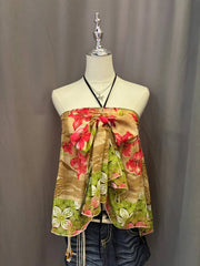 Floral Tropical Printed Reworked Halter 1