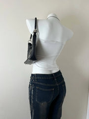 Graphic White Reworked Tube Top 2