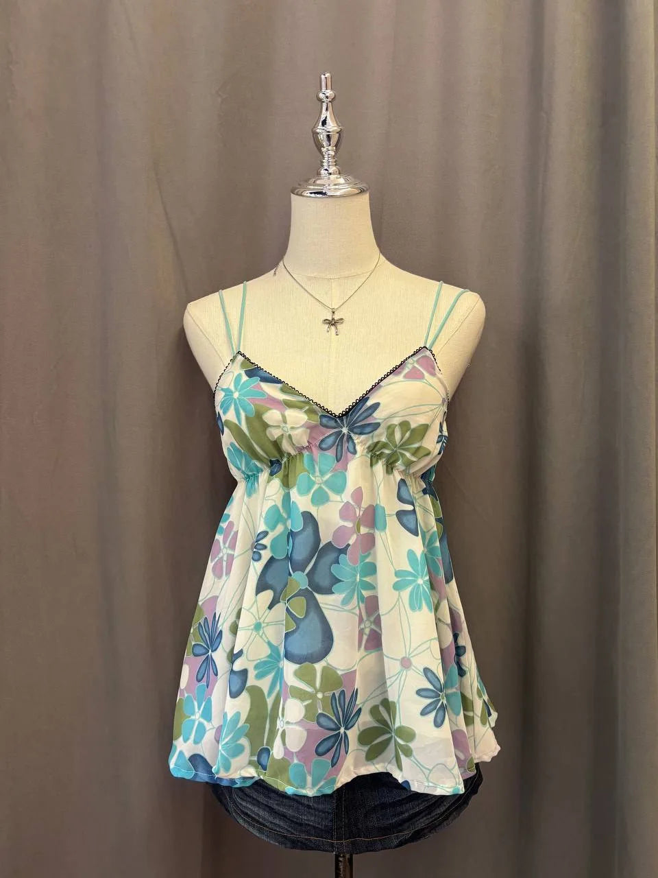 Green and Blue Printed Cami 1