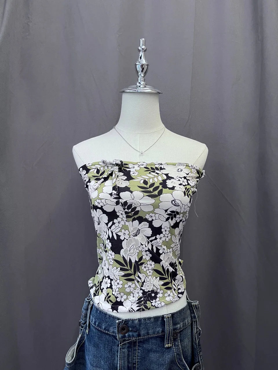 Green Flower Tube Top 1