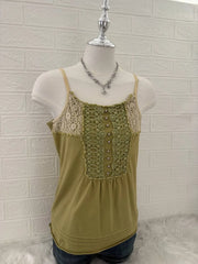 Green Lace Embroidered Camis Top 2
