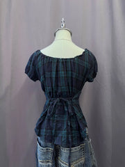 Green Plaid Babydoll Blouse 2