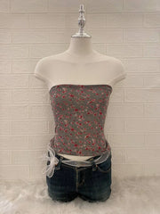 Grey Flower Tube Top 1