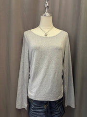 Grey Long Sleeve Off-Shoulder Top 1