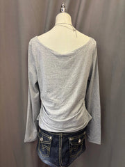 Grey Long Sleeve Off-Shoulder Top 3