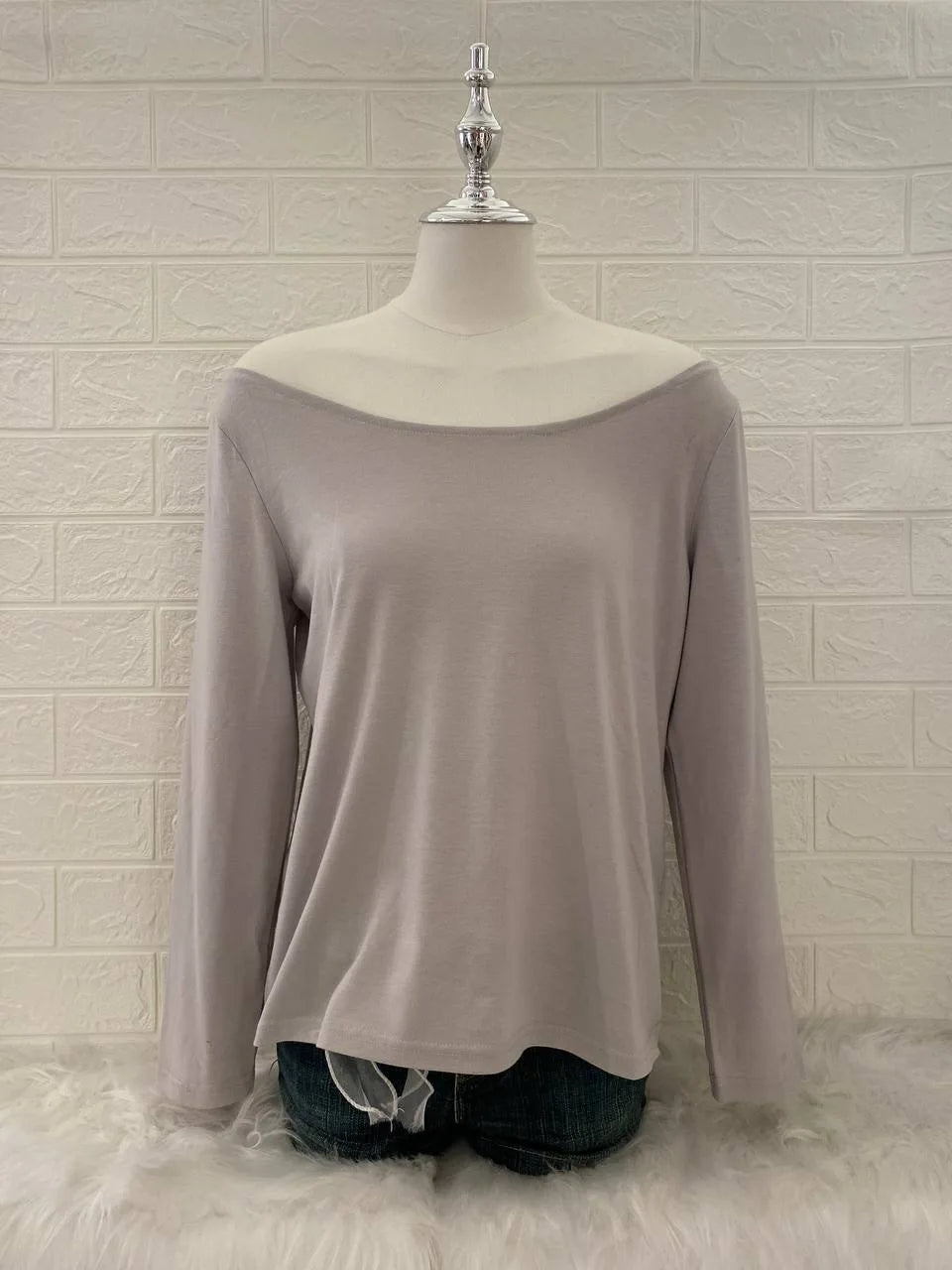 Grey Off Shoulder Top 1