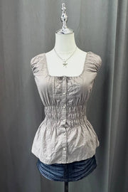 Grey Reworked Milkmaid Blouse 1
