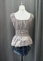 Grey Reworked Milkmaid Blouse 3