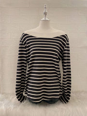 Grey Stripe Off Shoulder Top 1