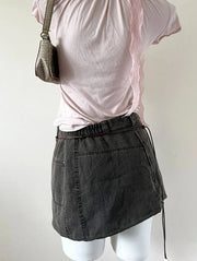 Greyish Brown Washed Cargo Mini Skirt 3