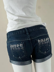 Guess Cuffed Bejeweled Denim Shorts 4