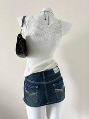 Guess Dark Denim Bejweled Mini Skirt 5