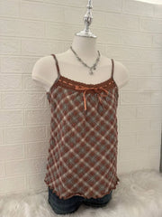 Hazel Plaid Lace Camis 2