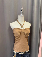 Khaki Reworked Halter (2-way) 2