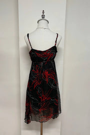 Lace Trim Black and Red Floral Dress 3
