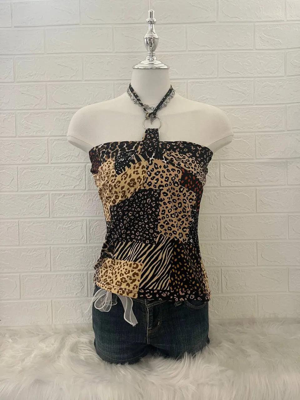 Leopard Print Reworked Halter (2-way) 1