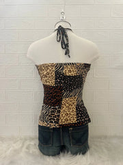 Leopard Print Reworked Halter (2-way) 2