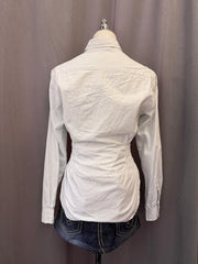Light Blue Striped Reworked Long Sleeve Blouse 3