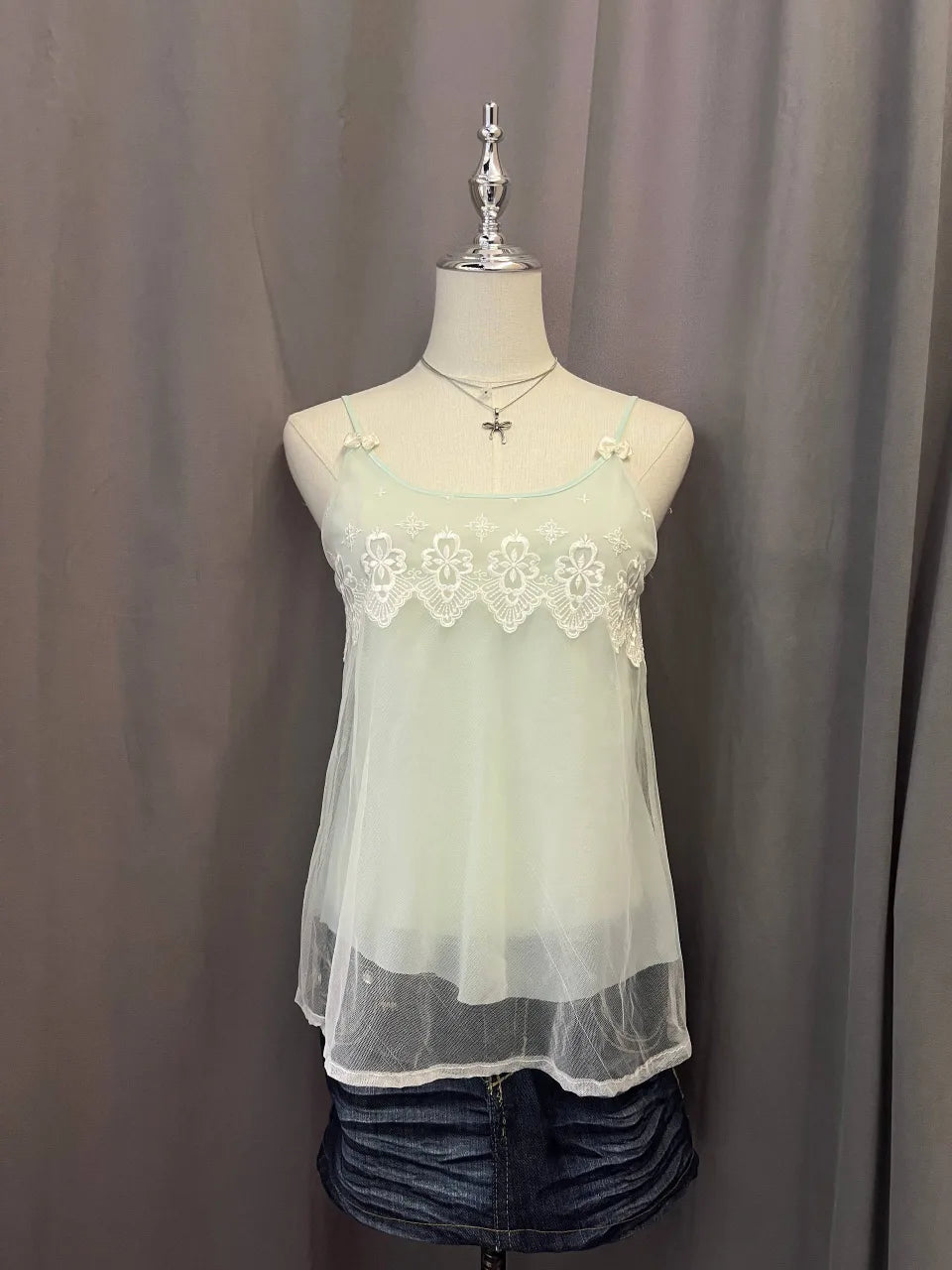 Light Green Lacey Cami 1