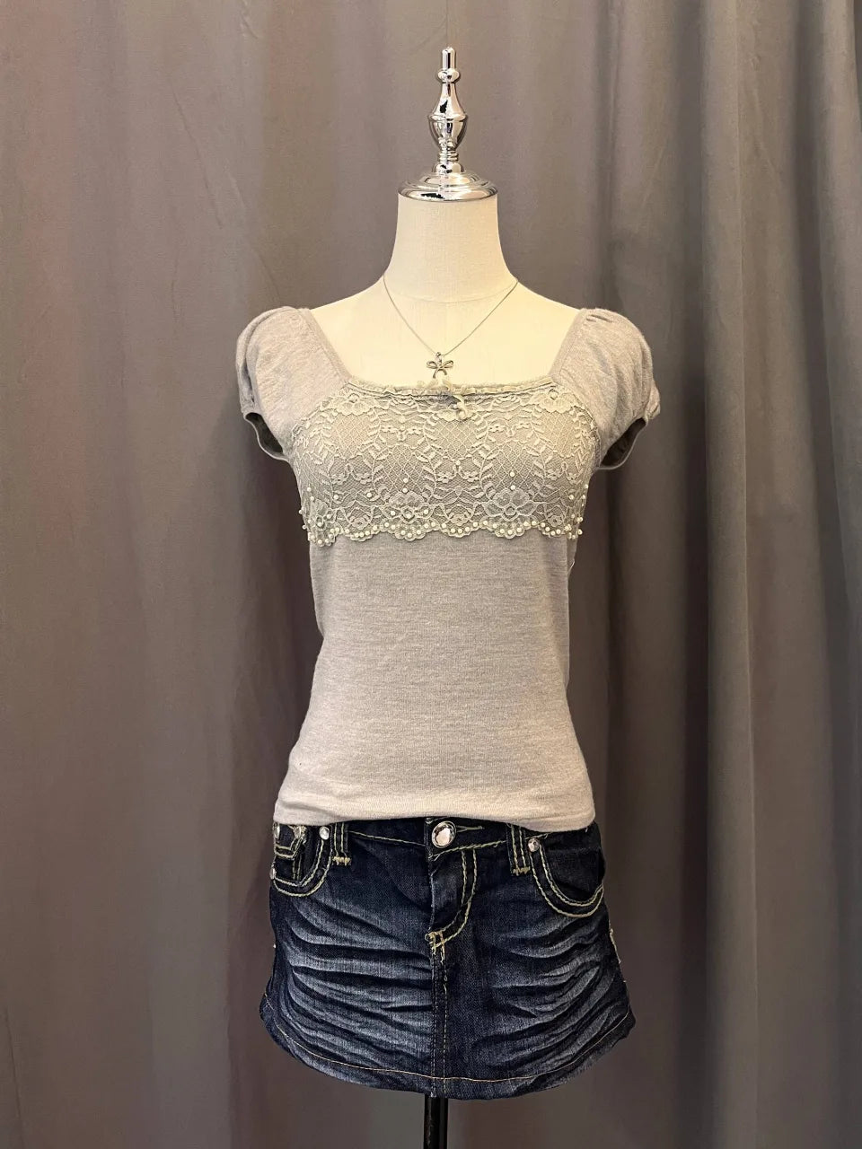 Light Grey Milkmaid Blouse 1