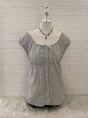 Light Grey Pinstriped Babydoll Top 1
