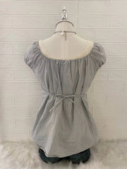 Light Grey Pinstriped Babydoll Top 2