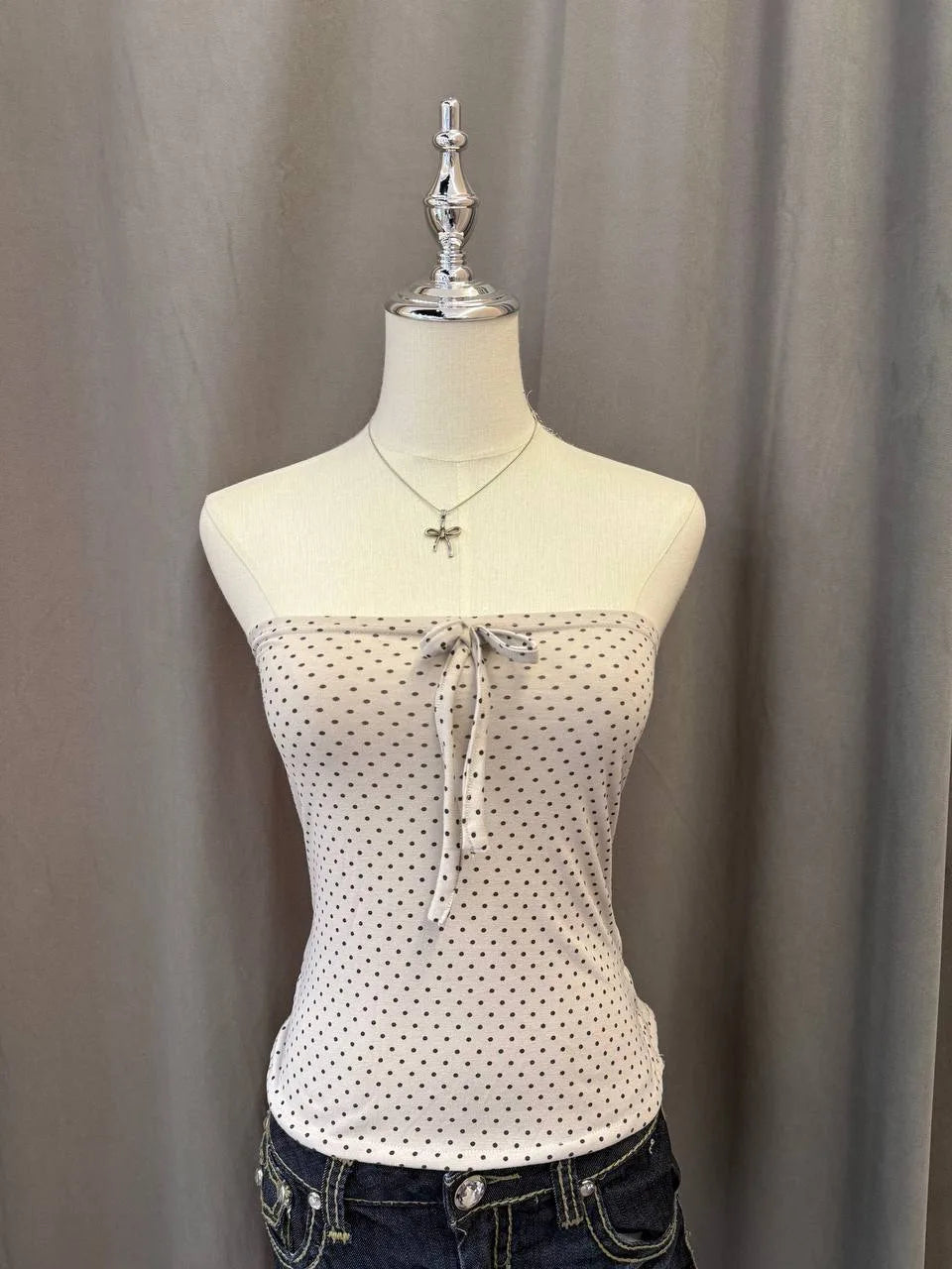 Light Grey Polkadot Reworked Tube 1