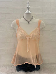 Light Orange Sheer Lace Cami 1