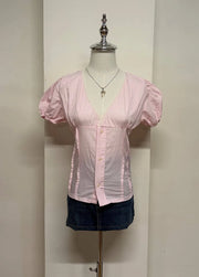 Light Pink Puff Sleeve Blouse 1