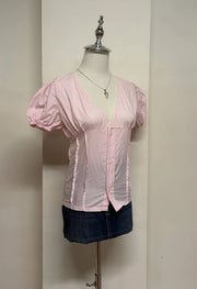 Light Pink Puff Sleeve Blouse 2