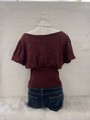 Maroon Ribbed Slouchy Off Shoulder 2