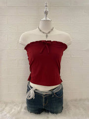 Maroon Ribbon Tube Top 1
