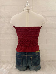 Maroon Ribbon Tube Top 2