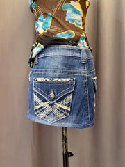 Medium Washed Embroidered Denim Skirt 3