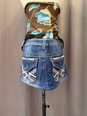 Medium Washed Embroidered Denim Skirt 4