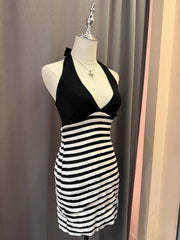 Monochrome Mini Halter Dress 2
