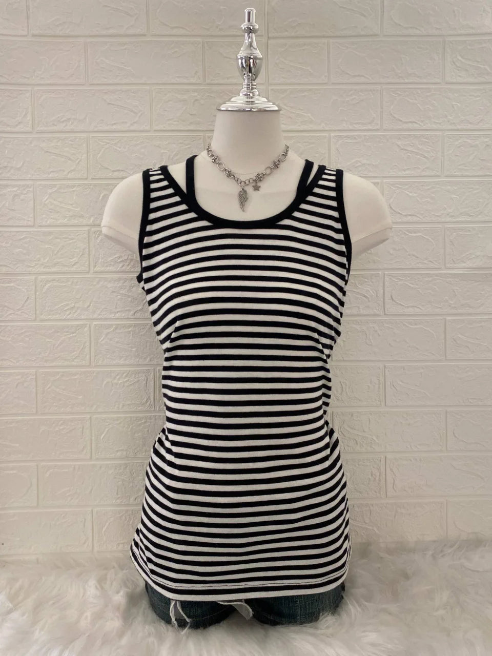 Monochrome Strappy Striped Tank 1