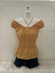 Mustard Yellow Milkmaid Reworked Blouse 1