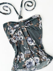 Muted Green Vintage Florals Halter 2