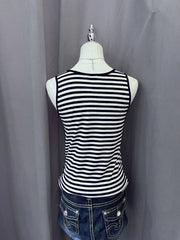Navy and White Striped with Rhinestones Tank 3