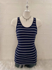 Navy with Thin White Stripe Tank 1