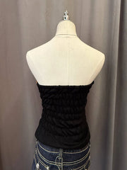 Orange Black Patterned Reworked Tube Top 3