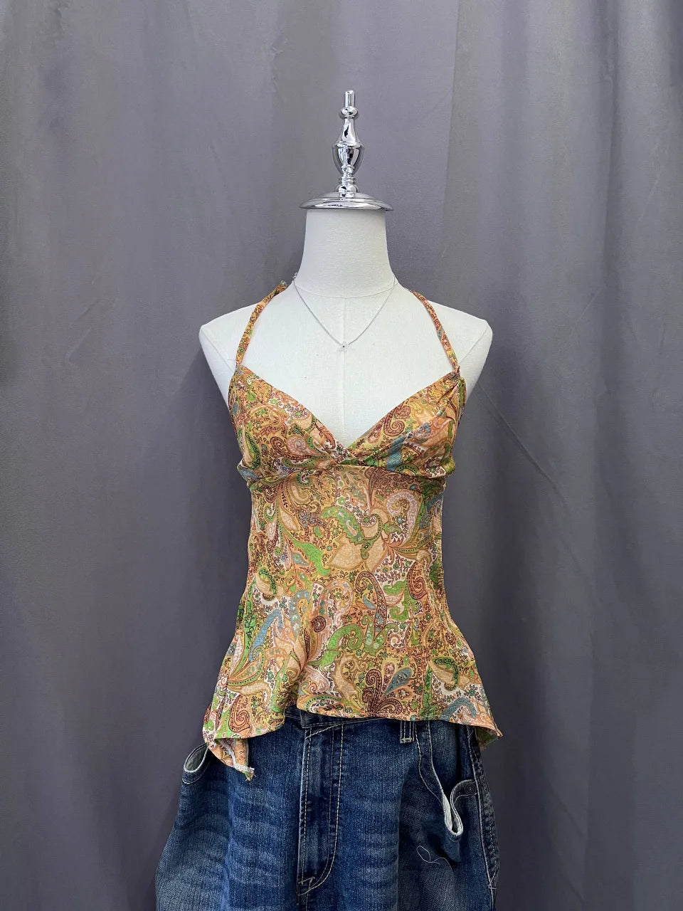 Orange Paisley Reworked Halter 1