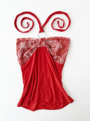 Orange with Patterned Bust Halter 1