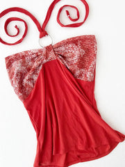 Orange with Patterned Bust Halter 2