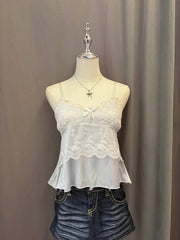 Pale Blue Satin Lace Overlay Cami 1
