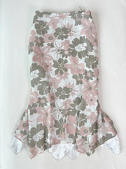 Pale Grey & Pink Asymmetrical Floral Midi Skirt 4