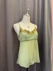 Pastel Green Embroidered Neckline Cami 2