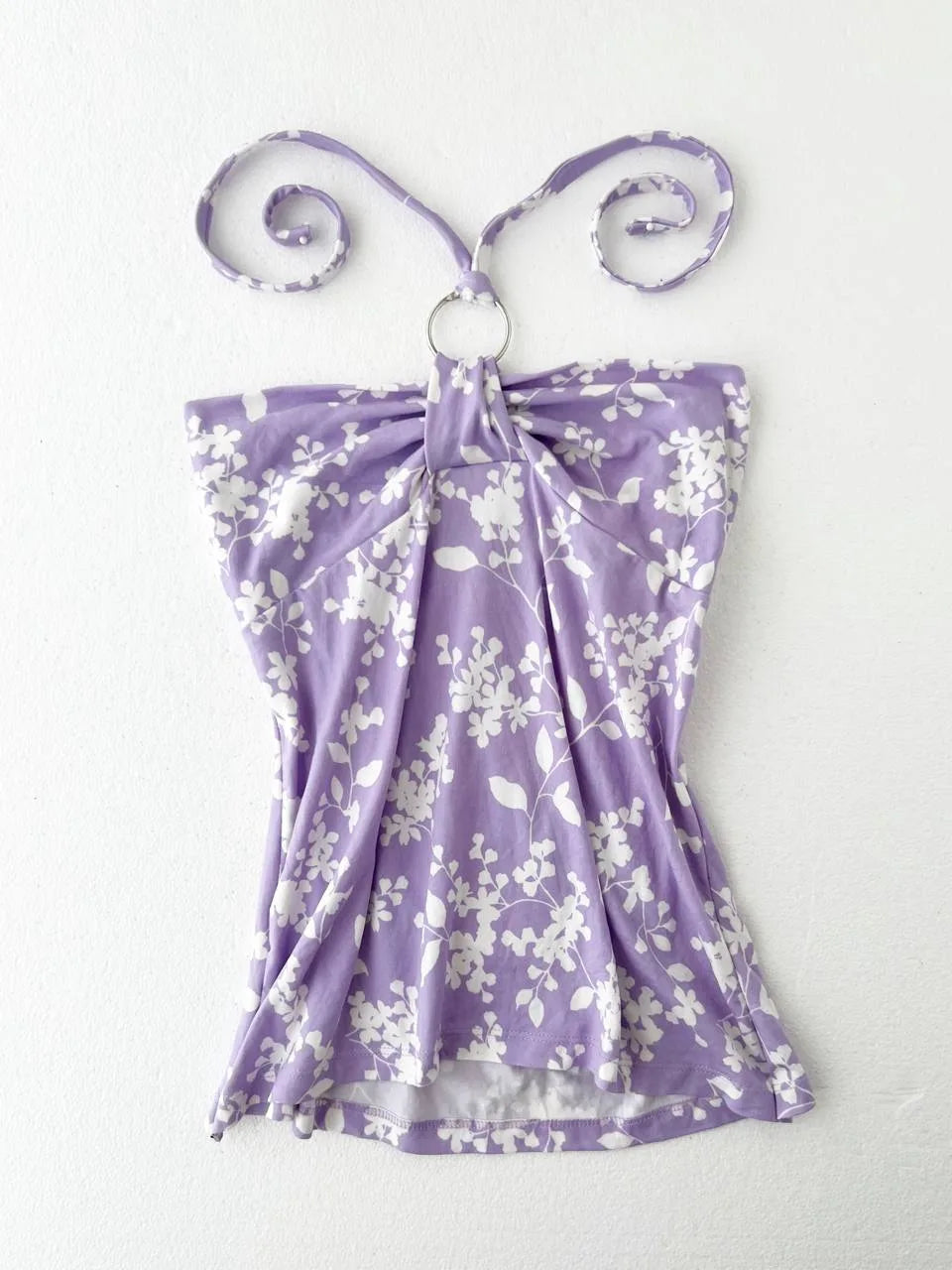 Pastel Purple with White Prints Halter 1